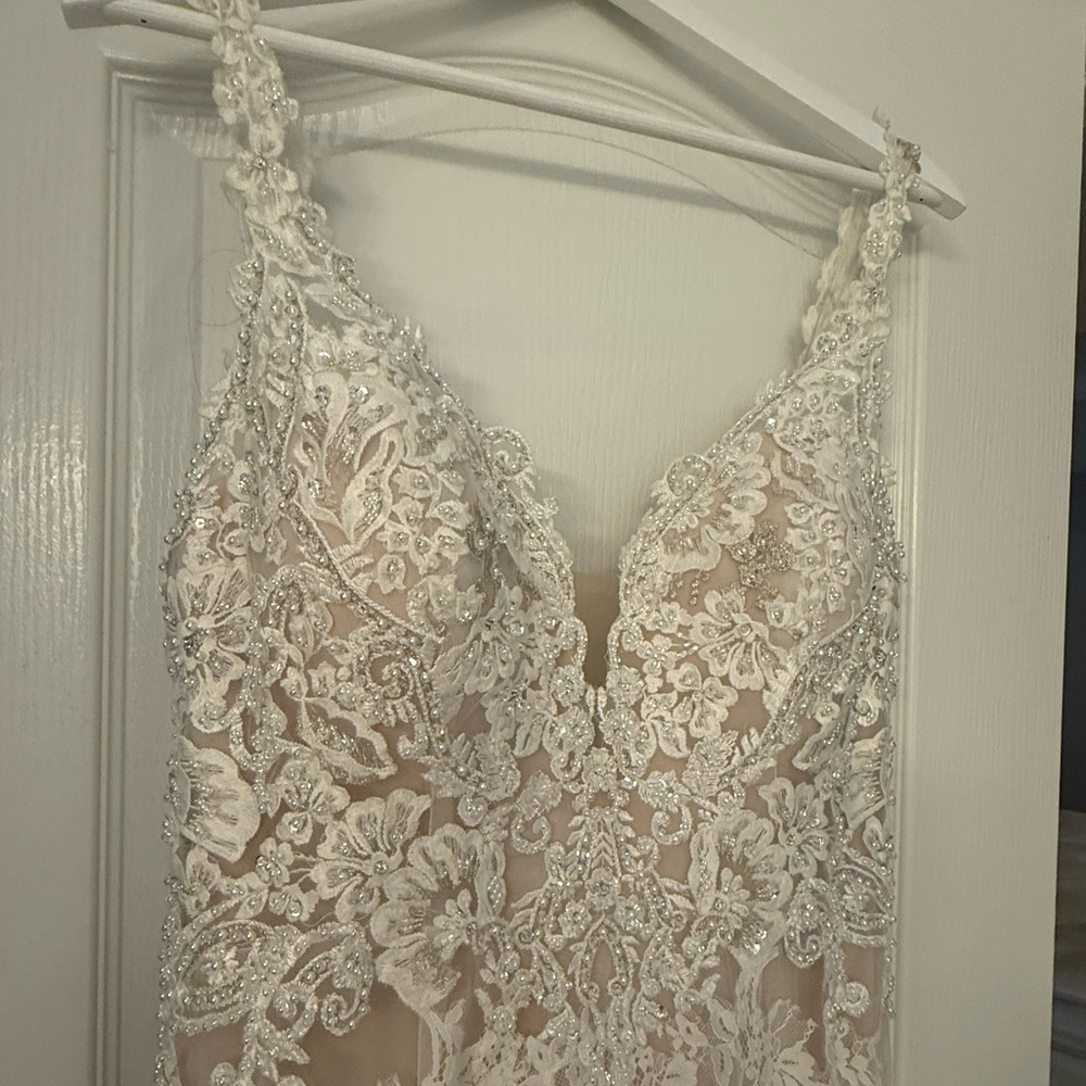Ella Rosa Elegant Lace Wedding Dress in Cream and White - Picture 5 of 13